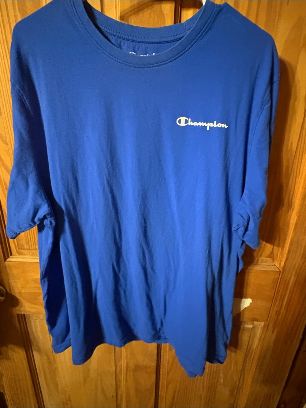 Champion Men's Blue Crewneck Logo Tee